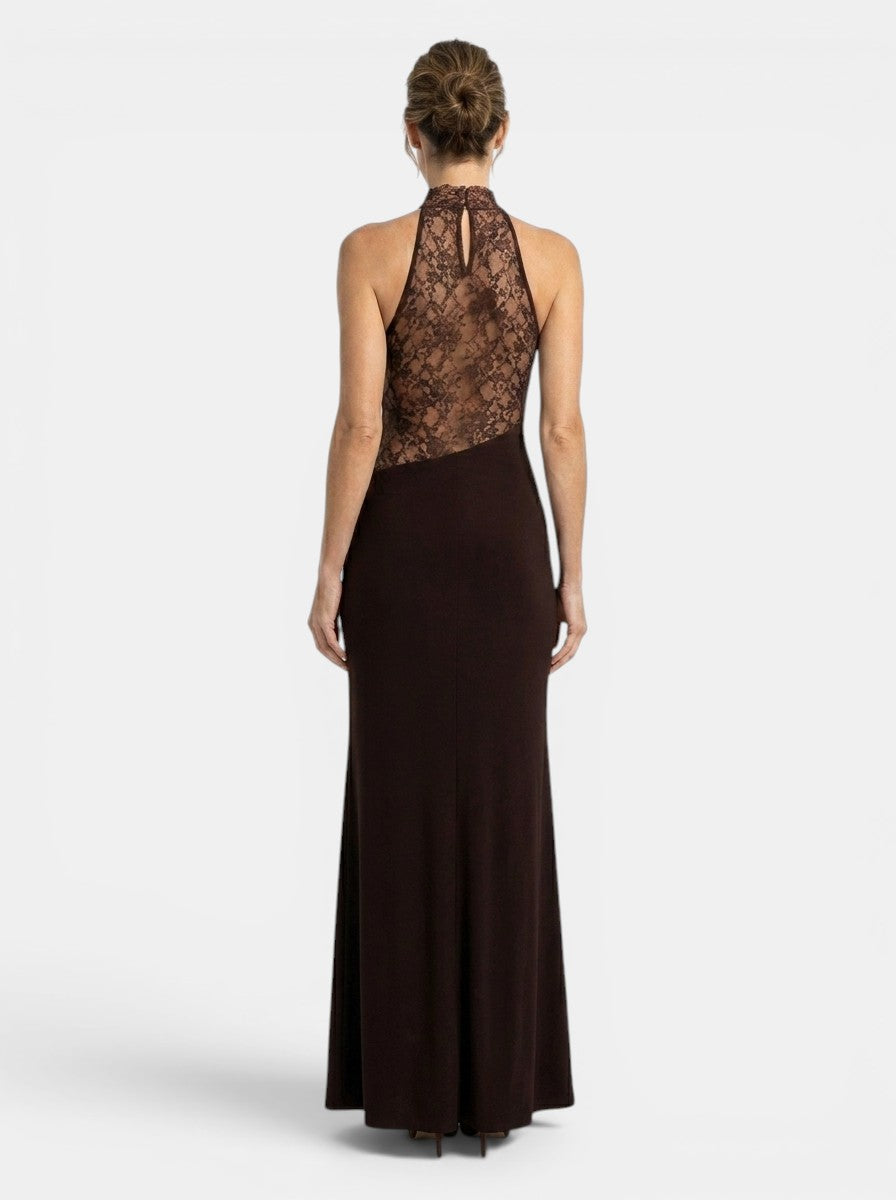 Women's Lace Halter Neck Maxi Dress | Refined Sleeveless Evening Gown