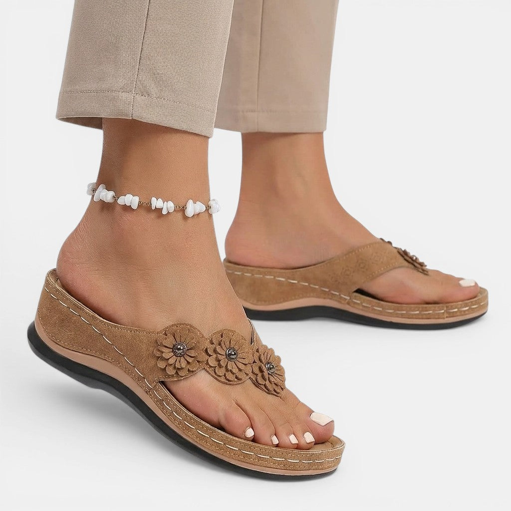 Womens Leather Sandals | Elegant Orthopedic Slip-On Comfort Shoes 1