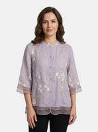 Women's Lightweight Cotton Blouse | Floral Embroidered Summer Top | Flowy Relaxed Fit