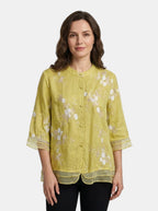 Women's Lightweight Cotton Blouse | Floral Embroidered Summer Top | Flowy Relaxed Fit
