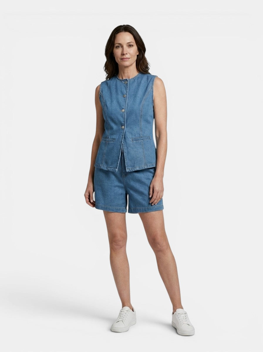 Women's Lightweight Denim Co-Ord Set | Relaxed Fit Sleeveless Summer Outfit