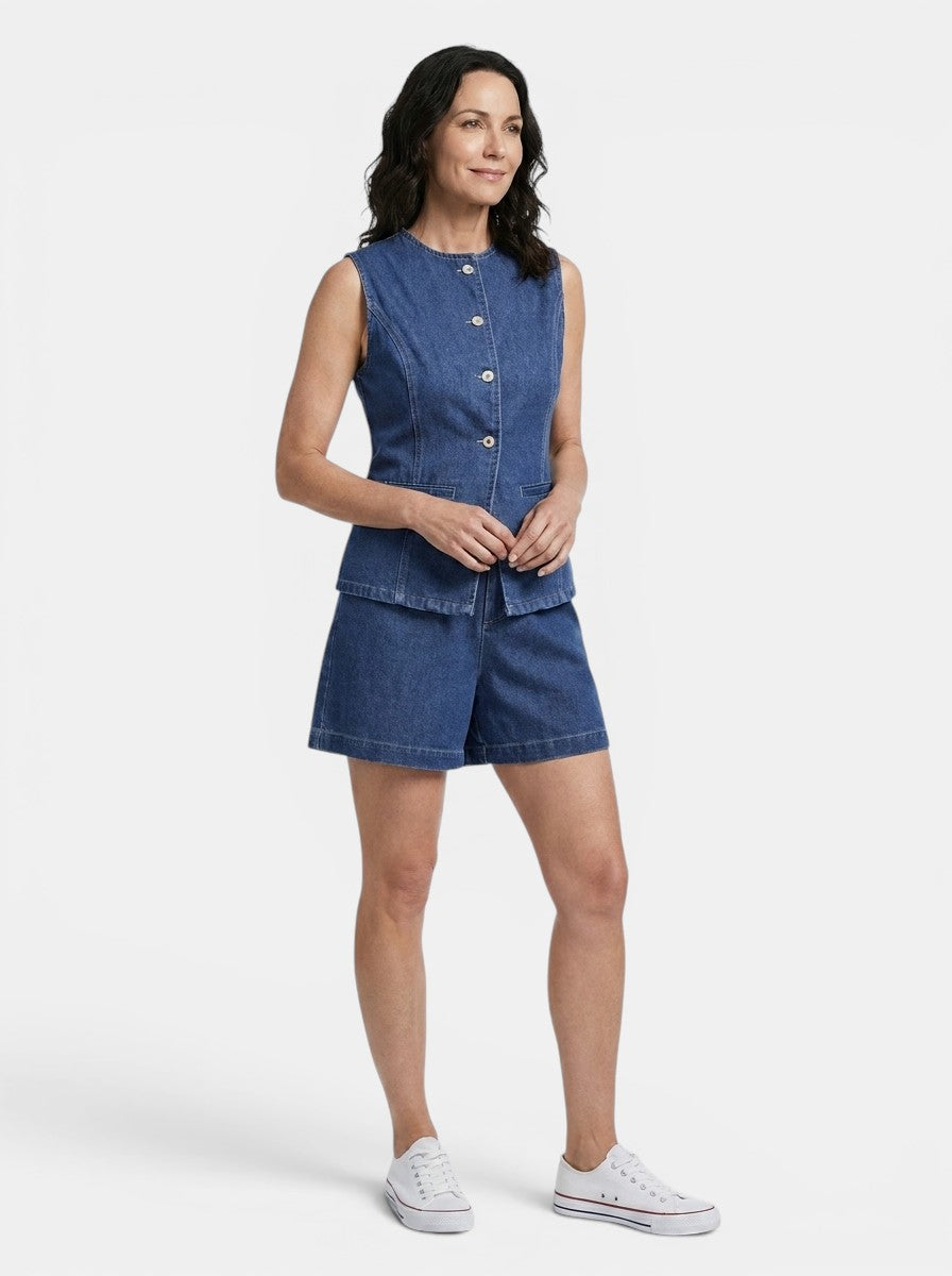 Women's Lightweight Denim Co-Ord Set | Relaxed Fit Sleeveless Summer Outfit