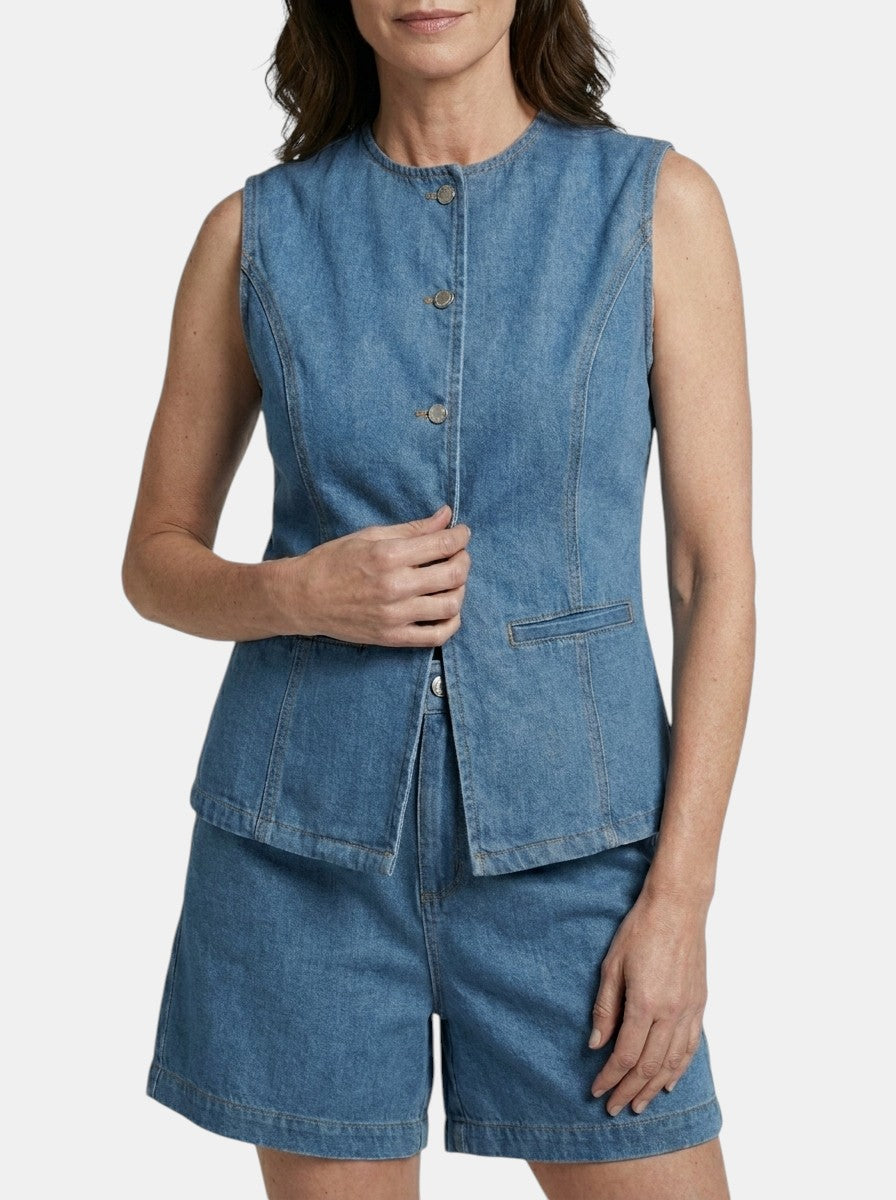 Women's Lightweight Denim Co-Ord Set | Relaxed Fit Sleeveless Summer Outfit