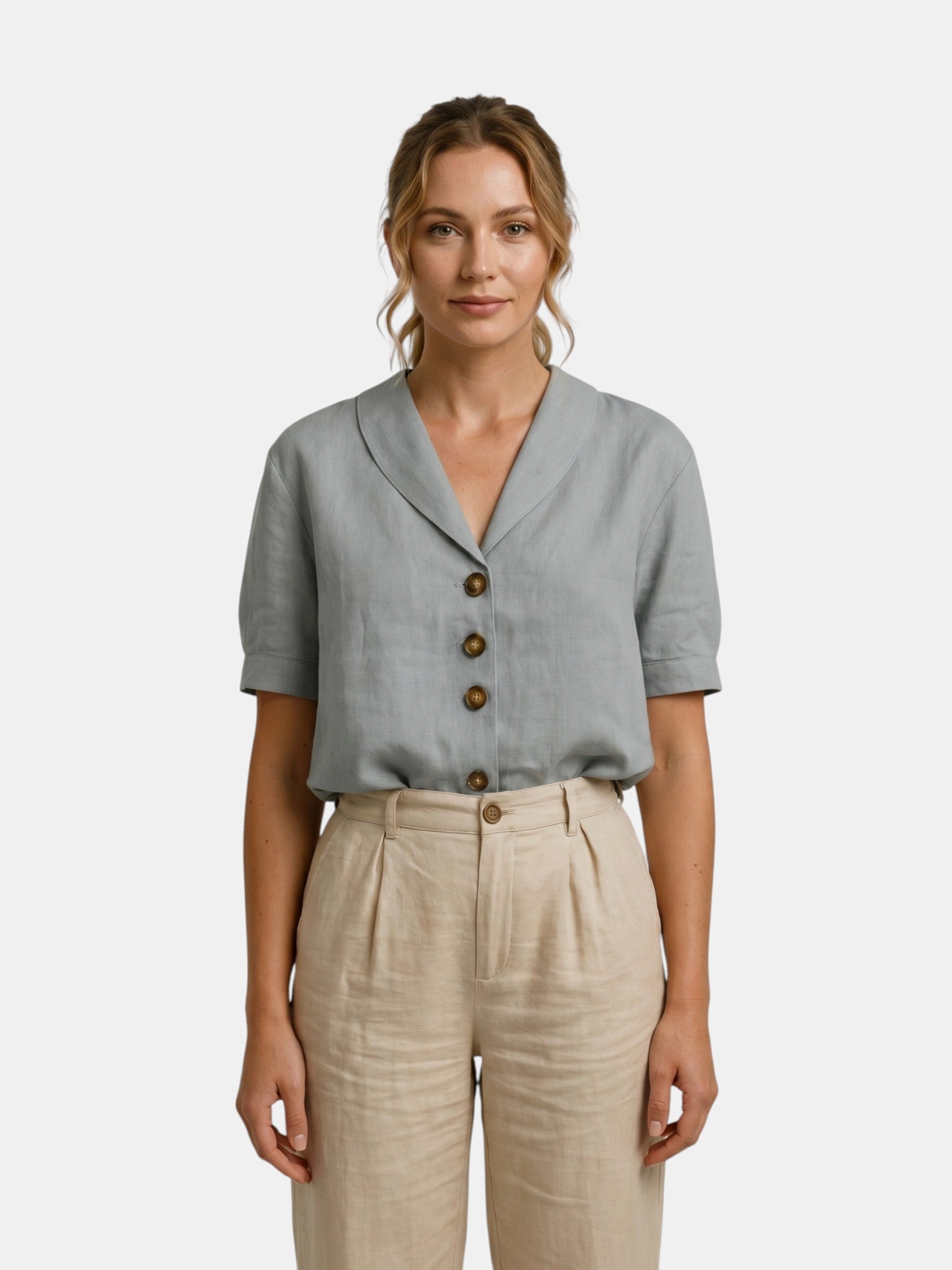 חולצת נשים קלה עם Draped | חולצת קיץ אלגנטית עם עיצוב עטיפה