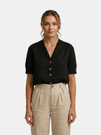 Women's Lightweight Draped Blouse | Elegant Wrap Design Summer Top
