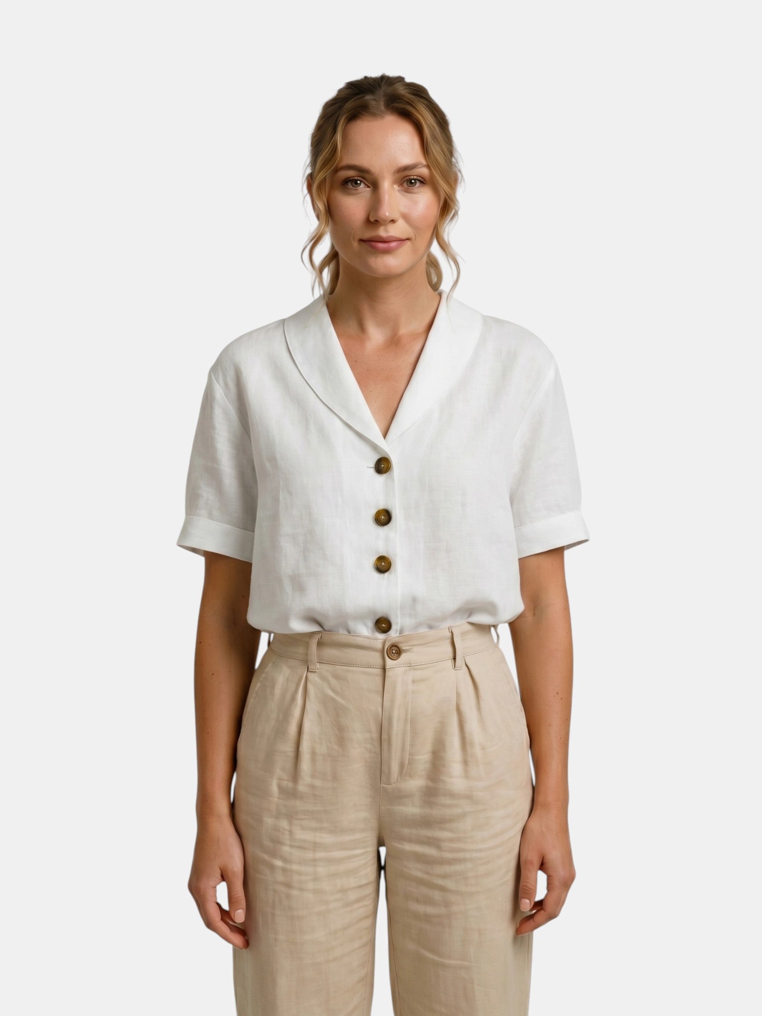חולצת נשים קלה עם Draped | חולצת קיץ אלגנטית עם עיצוב עטיפה