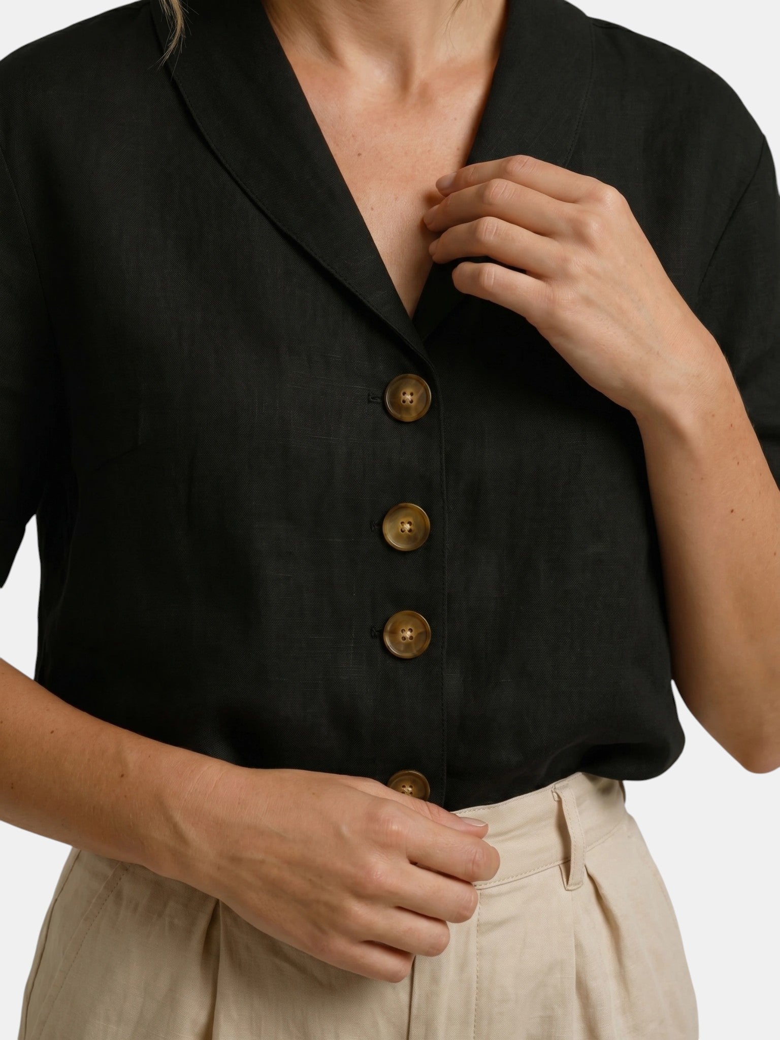 חולצת נשים קלה עם Draped | חולצת קיץ אלגנטית עם עיצוב עטיפה