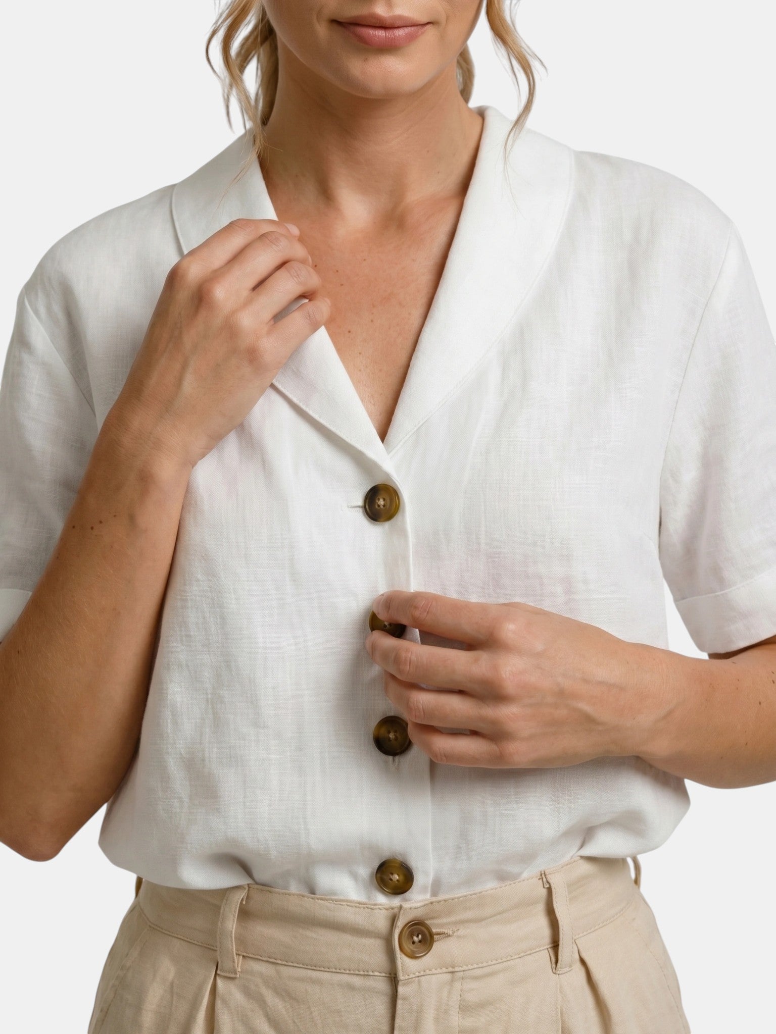 חולצת נשים קלה עם Draped | חולצת קיץ אלגנטית עם עיצוב עטיפה