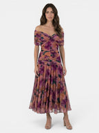 Women's Lightweight Floral Maxi Dress | Elegant V-Neckline with Pleated Waist for Summer