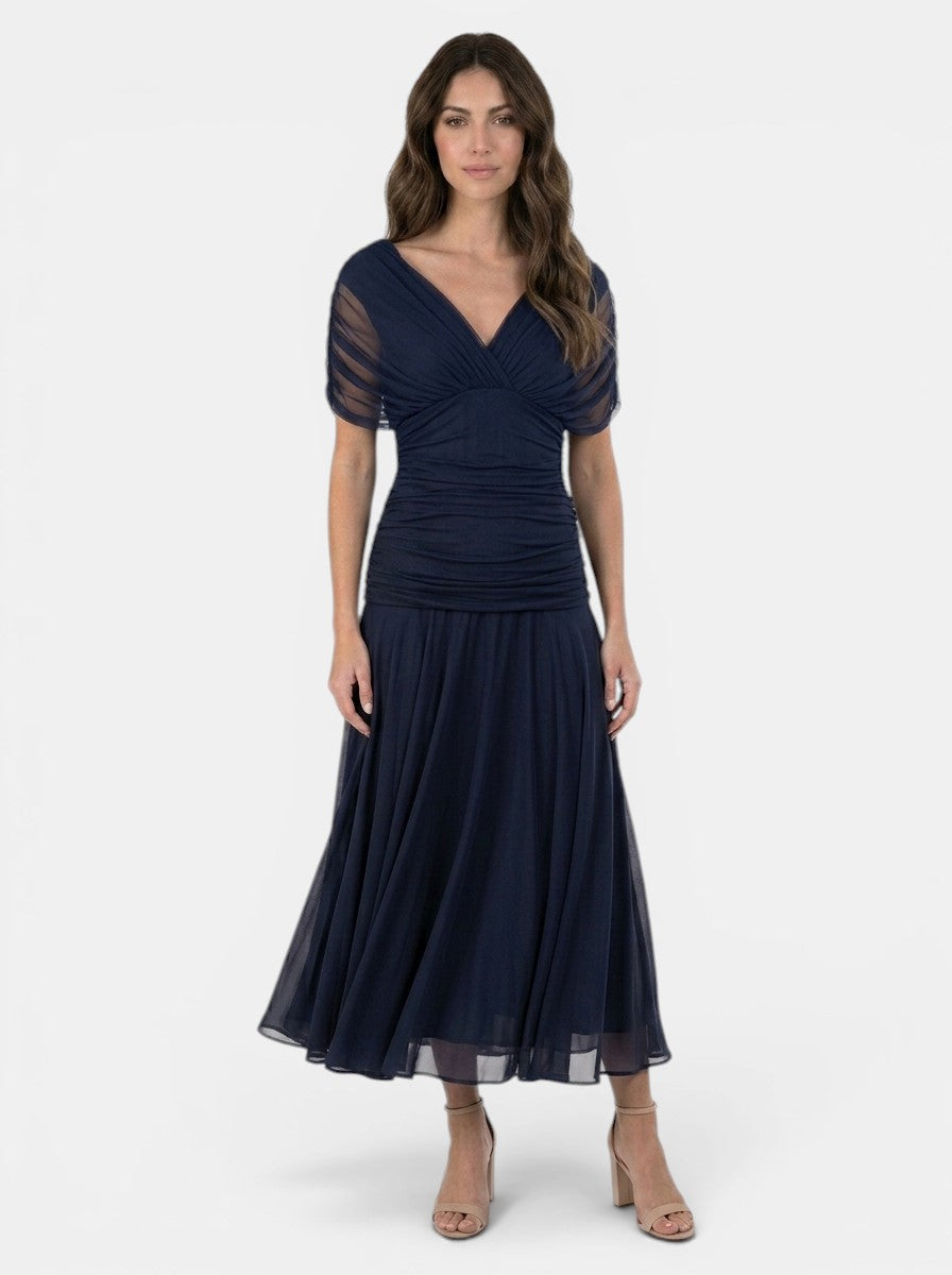 Robe longue légère à fleurs pour femme | Décolleté en V élégant avec taille plissée pour l'été