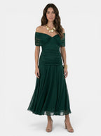 Women's Lightweight Floral Maxi Dress | Elegant V-Neckline with Pleated Waist for Summer