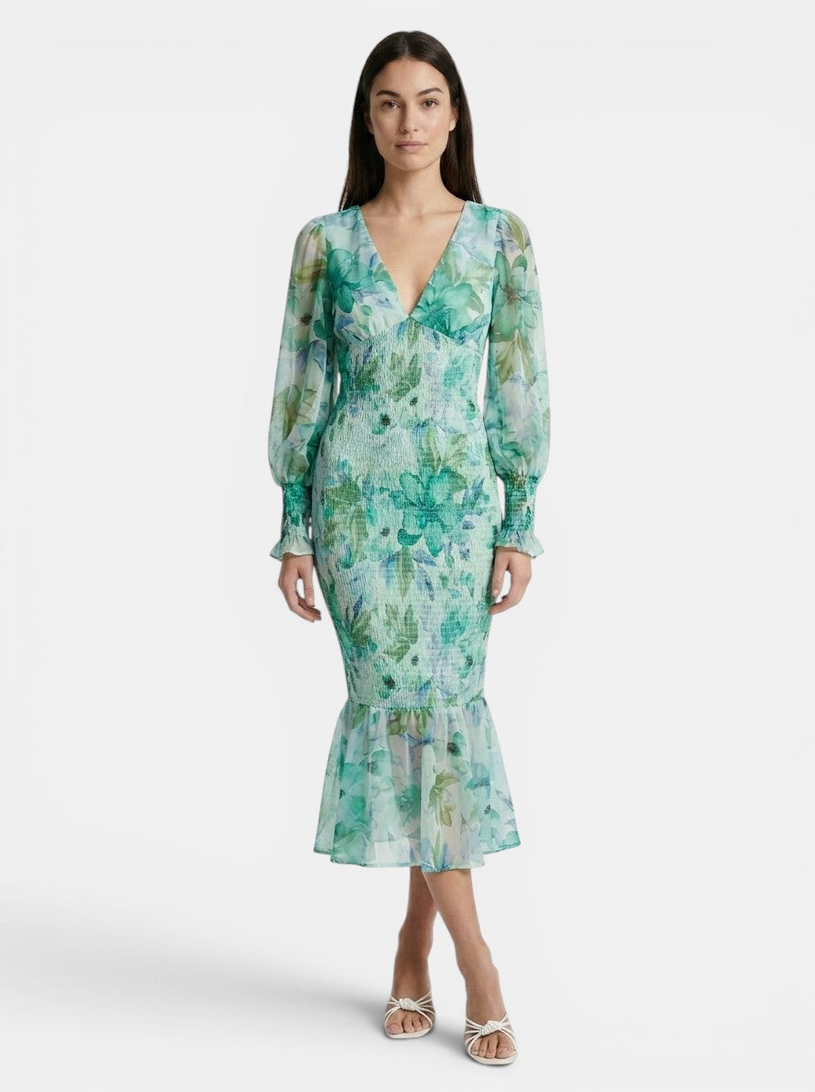 Robe d'été légère à fleurs pour femme | Coupe fluide élégante pour occasions spéciales