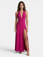 Women's Lightweight Halter Neck Maxi Dress | Elegant High Side Slit Summer Gown