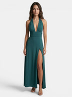 Women's Lightweight Halter Neck Maxi Dress | Elegant High Side Slit Summer Gown