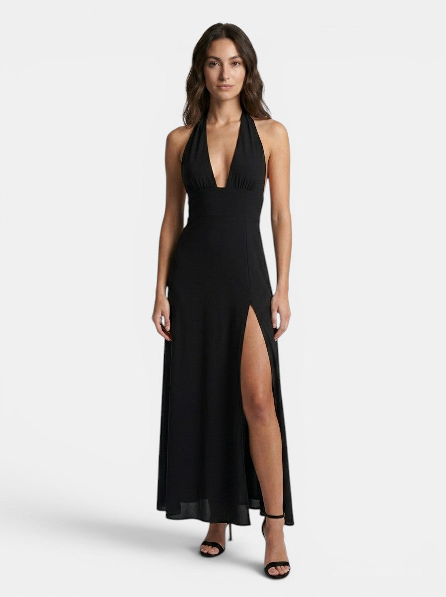 Robe longue légère dos nu pour femme | Élégante robe d'été fendue sur le côté
