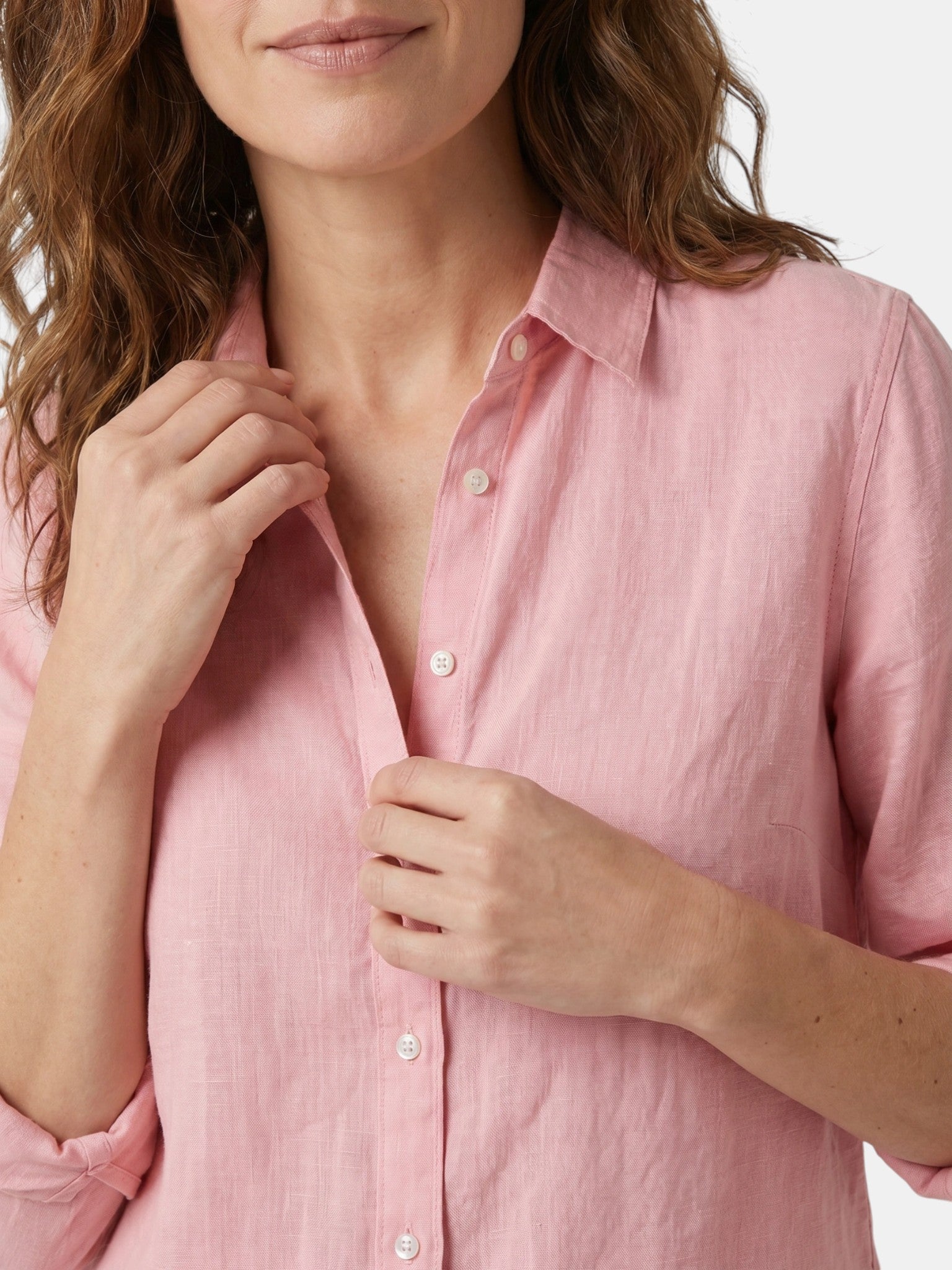 Camicia Donna Leggera in Lino con Bottoni | Blusa Bianca Casual a Vestibilità Comoda