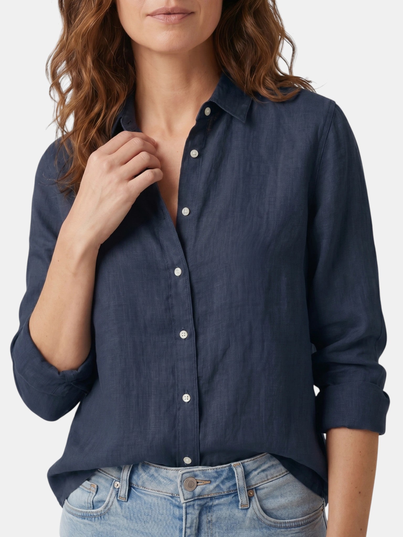 Camicia Donna Leggera in Lino con Bottoni | Blusa Bianca Casual a Vestibilità Comoda