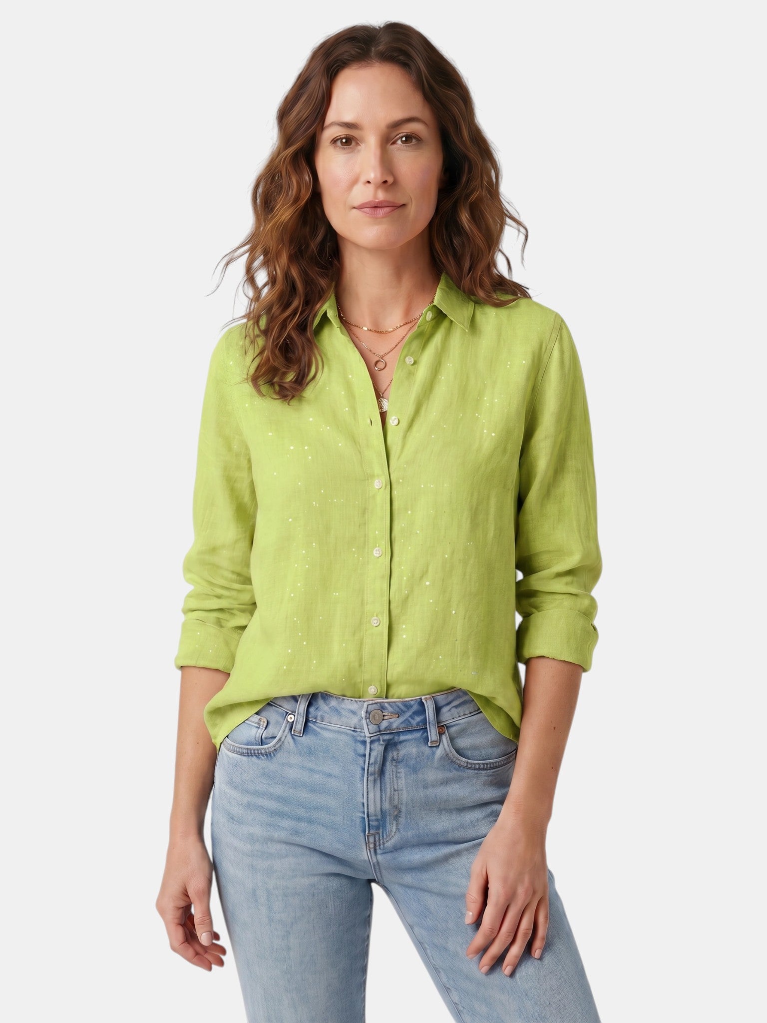 Camicia Donna Leggera in Lino con Bottoni | Blusa Bianca Casual a Vestibilità Comoda