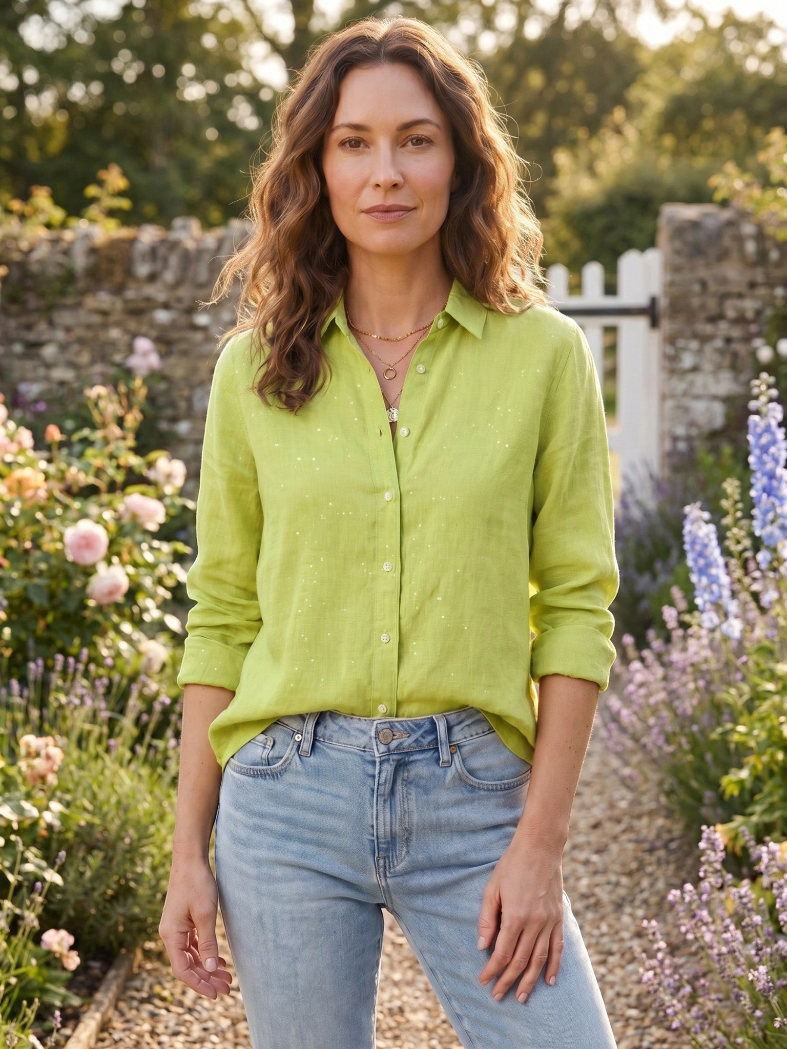 Women's Lightweight Linen Button-Down Shirt | Relaxed Fit Casual White Blouse