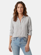 Women's Lightweight Linen Button-Down Shirt | Relaxed Fit Casual White Blouse