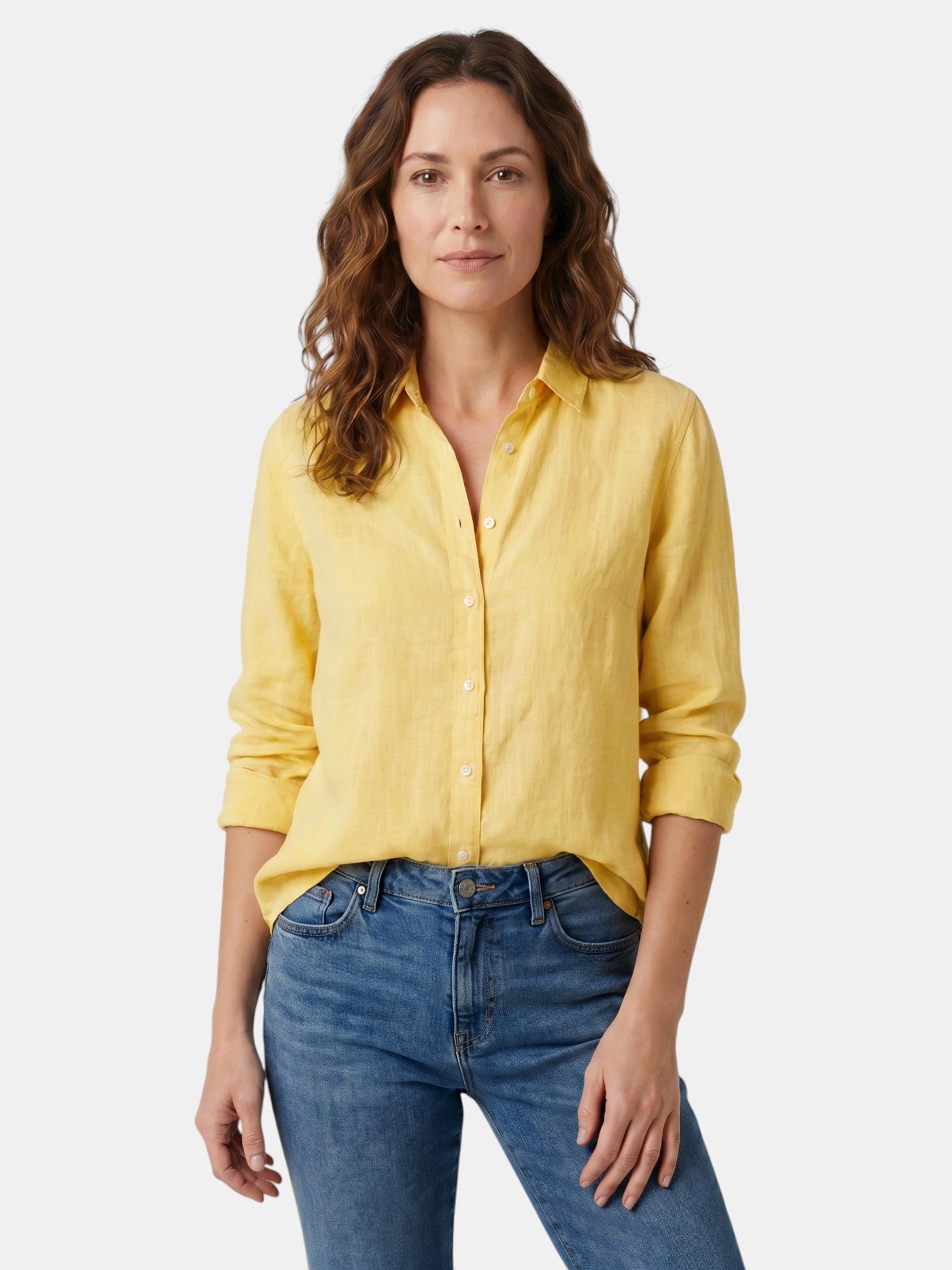 Camicia Donna Leggera in Lino con Bottoni | Blusa Bianca Casual a Vestibilità Comoda