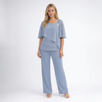 Womens Lightweight Navy Two-Piece Overlay Set | Elegant Formal Outfit with Loose Fit 4