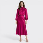 Womens Lustrous High Neck Midi Dress | Elegant Tailored Cocktail Dress for Spring 9