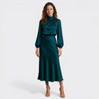 Womens Lustrous High Neck Midi Dress | Elegant Tailored Cocktail Dress for Spring 7