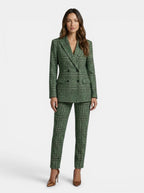 Ensemble tailleur à carreaux pour femme | Blazer croisé élégant et pantalon droit