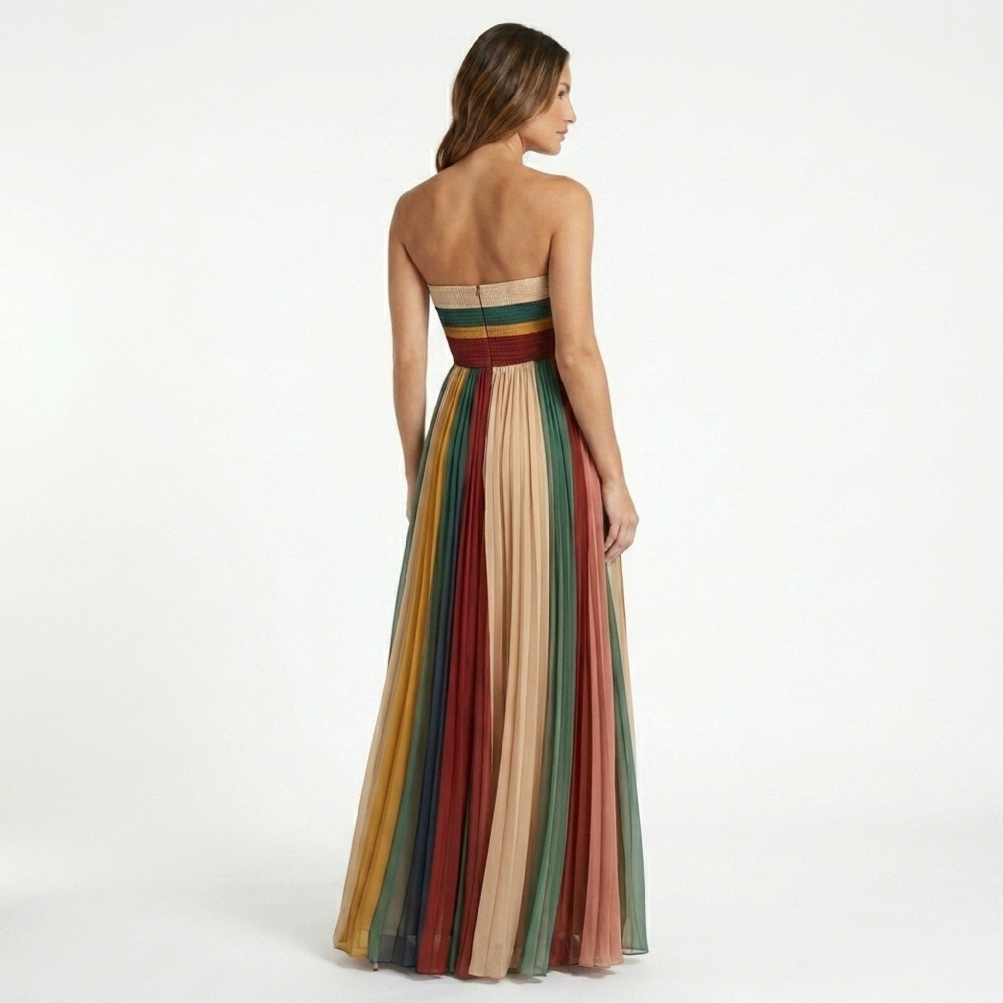 Vestido maxi plisado para mujer | Elegante vestido de noche sin tirantes para celebraciones festivas