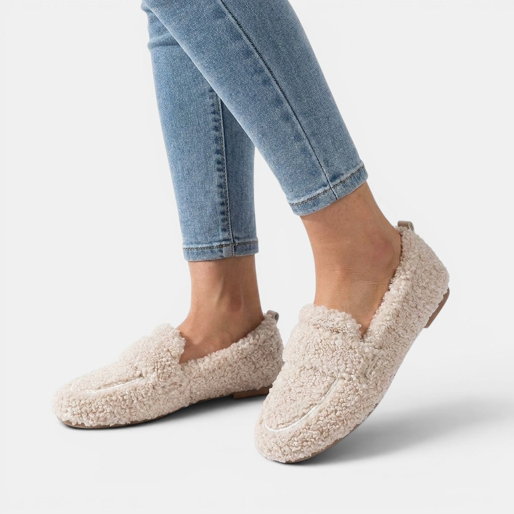 Womens Plush Fabric Moccasins | Cozy Elegant Indoor Slippers 3