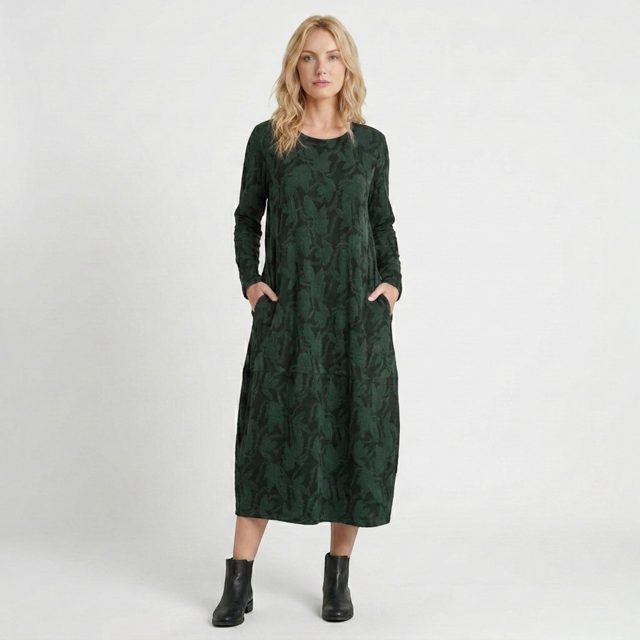 Robe midi imprimée pour femme | Robe formelle élégante à manches longues pour mariages et occasions spéciales