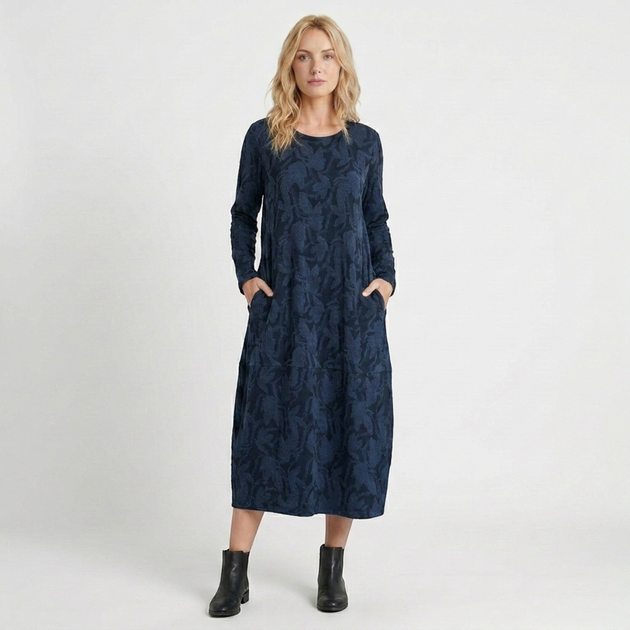 Robe midi imprimée pour femme | Robe formelle élégante à manches longues pour mariages et occasions spéciales