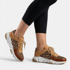 Womens PU Leopard Print Sneakers | Stylish Chunky Sole Casual Shoes for Spring 2