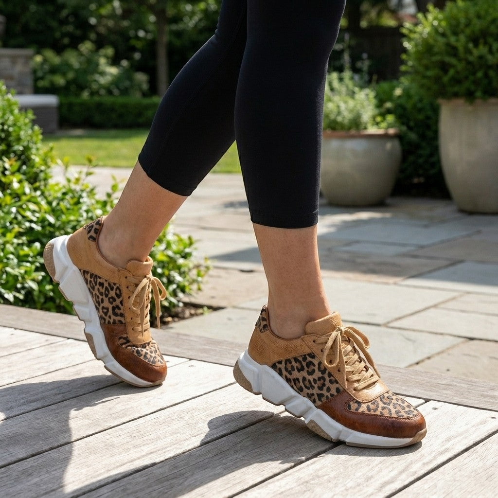 Womens PU Leopard Print Sneakers | Stylish Chunky Sole Casual Shoes for Spring 1
