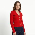 Womens Ribbed Knit Off-Shoulder Cardigan | Elegant Slim-Fit Sweater for Autumn and Winter 5