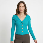 Womens Ribbed Knit Off-Shoulder Cardigan | Elegant Slim-Fit Sweater for Autumn and Winter 12