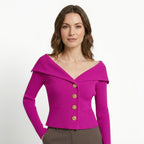 Womens Ribbed Knit Off-Shoulder Cardigan | Elegant Slim-Fit Sweater for Autumn and Winter 11