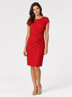Vestido midi ajustado de tela rica para mujer | Vestido de cóctel elegante con diseño envolvente esculpido