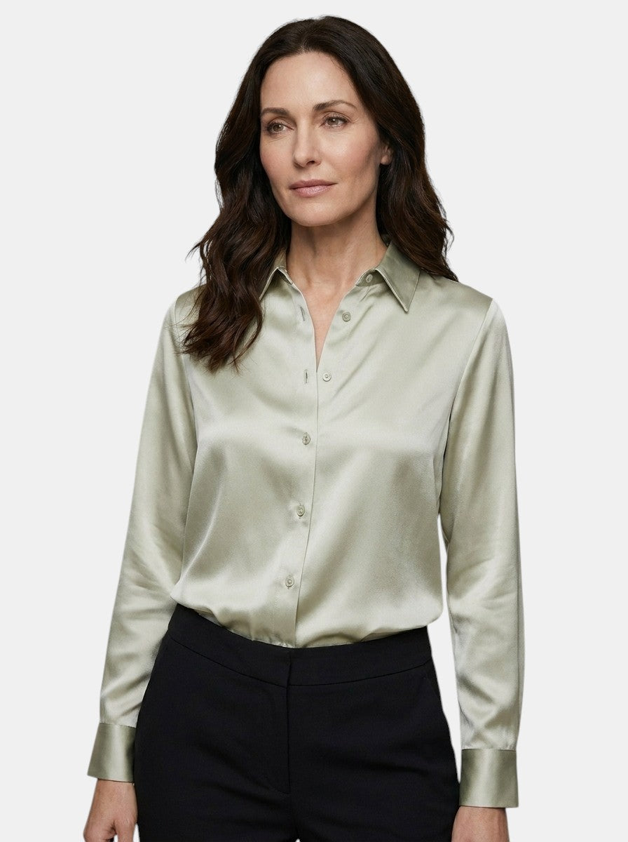 Womens Satin Blend Blouse | Elegant Relaxed Fit Top for All-Season Wear 3