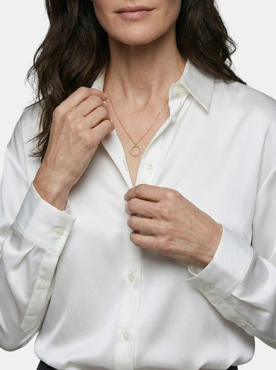 Womens Satin Blend Blouse | Elegant Relaxed Fit Top for All-Season Wear 6