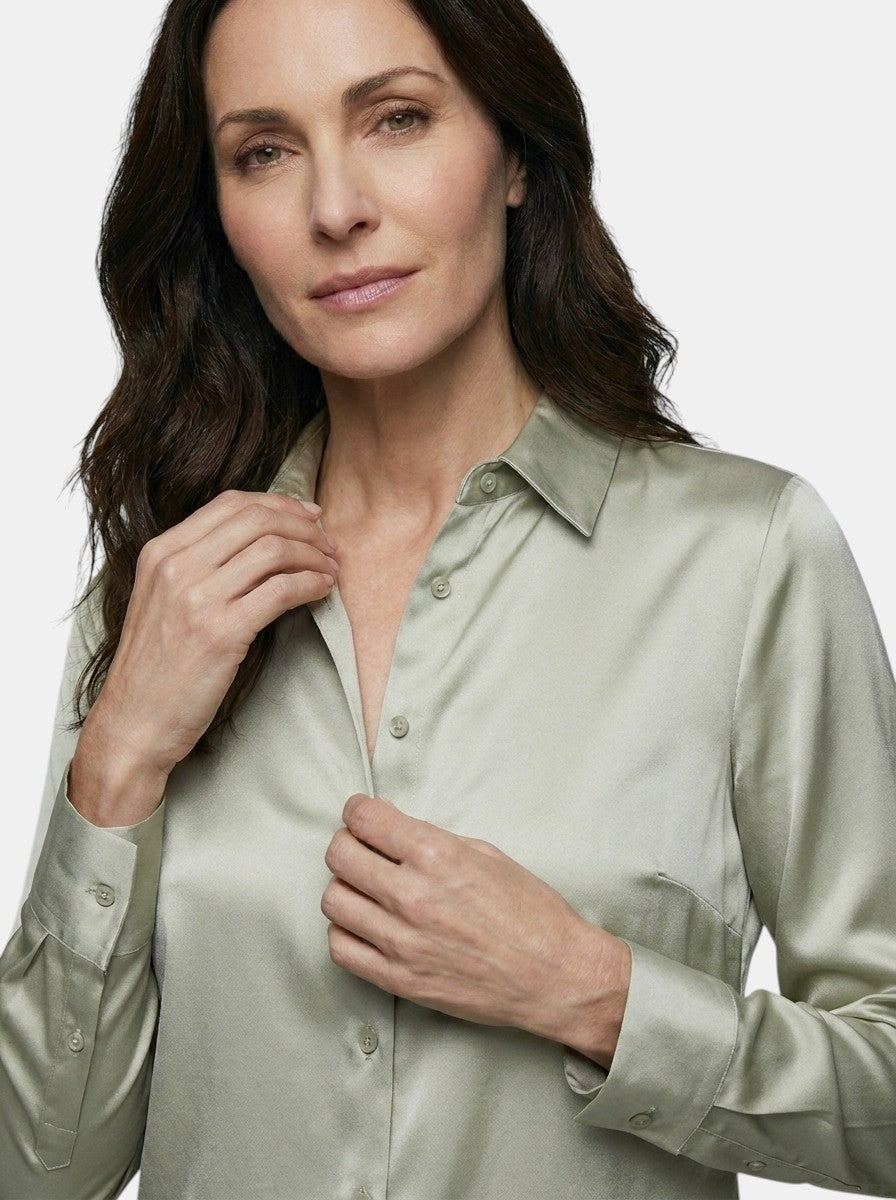 Womens Satin Blend Blouse | Elegant Relaxed Fit Top for All-Season Wear 4