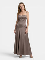 Women's Satin Corset Maxi Dress | Structured Elegant Evening Gown
