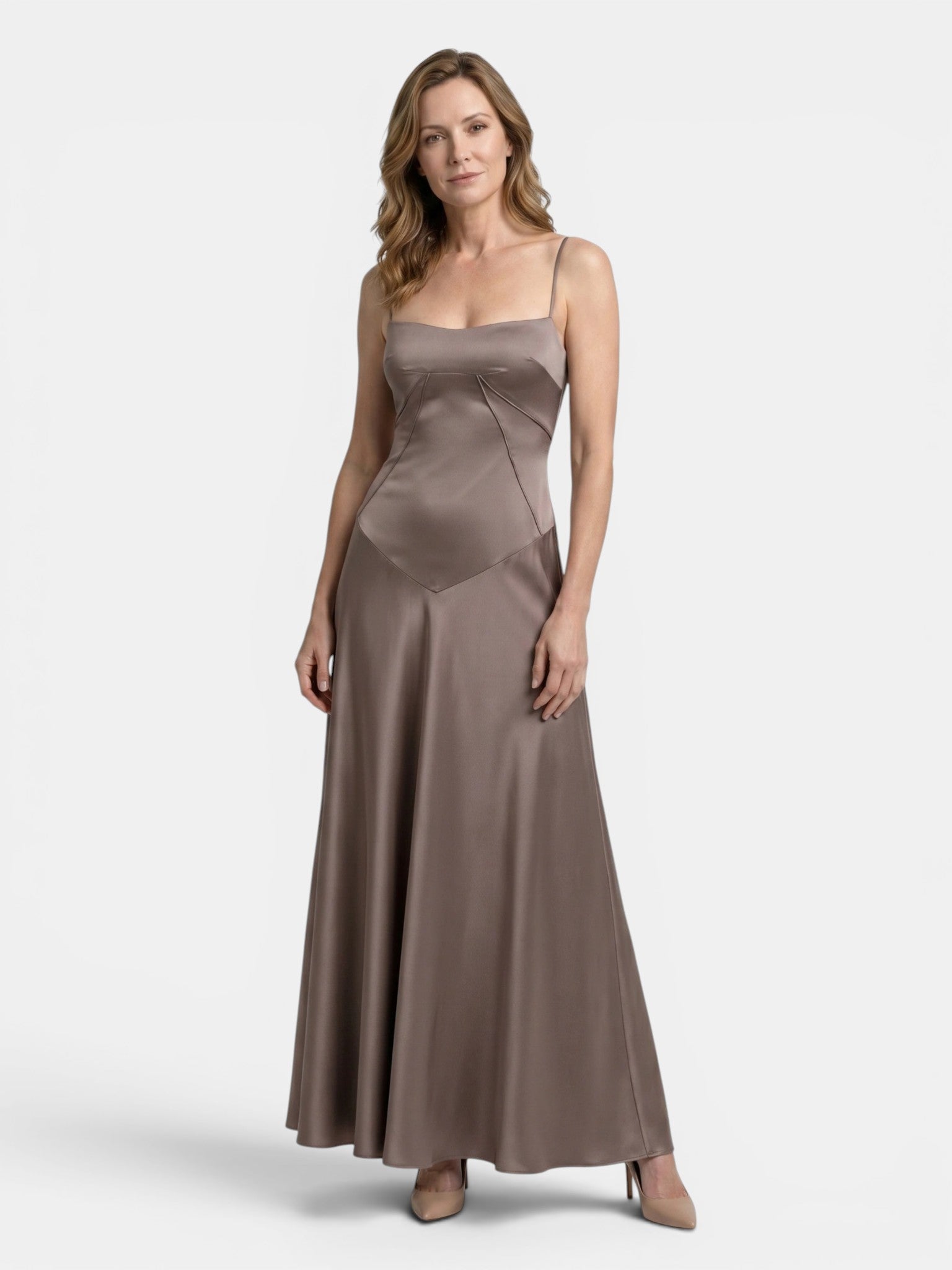 Abito lungo da donna in raso con corsetto | Elegante abito da sera strutturato