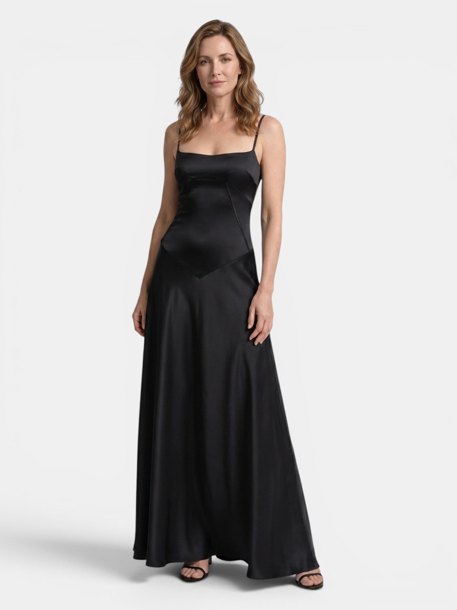 Abito lungo da donna in raso con corsetto | Elegante abito da sera strutturato