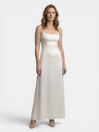 Women's Satin Corset Maxi Dress | Structured Elegant Evening Gown