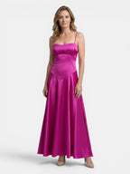 Women's Satin Corset Maxi Dress | Structured Elegant Evening Gown