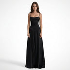 Vestido largo de satén para mujer | Elegante vestido de invitada de boda con corsé