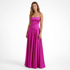 Vestido largo de satén para mujer | Elegante vestido de invitada de boda con corsé