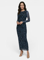 Womens Sheer Leopard Print Dress | Elegant Fitted Long Sleeve Cocktail Dress 6